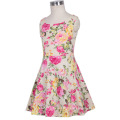 Grace Karin Crianças Crianças Meninas mangas de gola pescoço A linha vestido de verão impresso floral CL010487-2